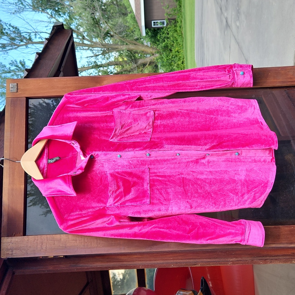 Two Fly brand oversized velvet hot pink shirt in a xsmall